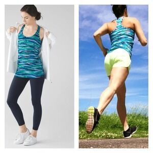 Lululemon Cool Racerback Seven Wonders Multi Color Sea‎ Colors Size 4 ocean